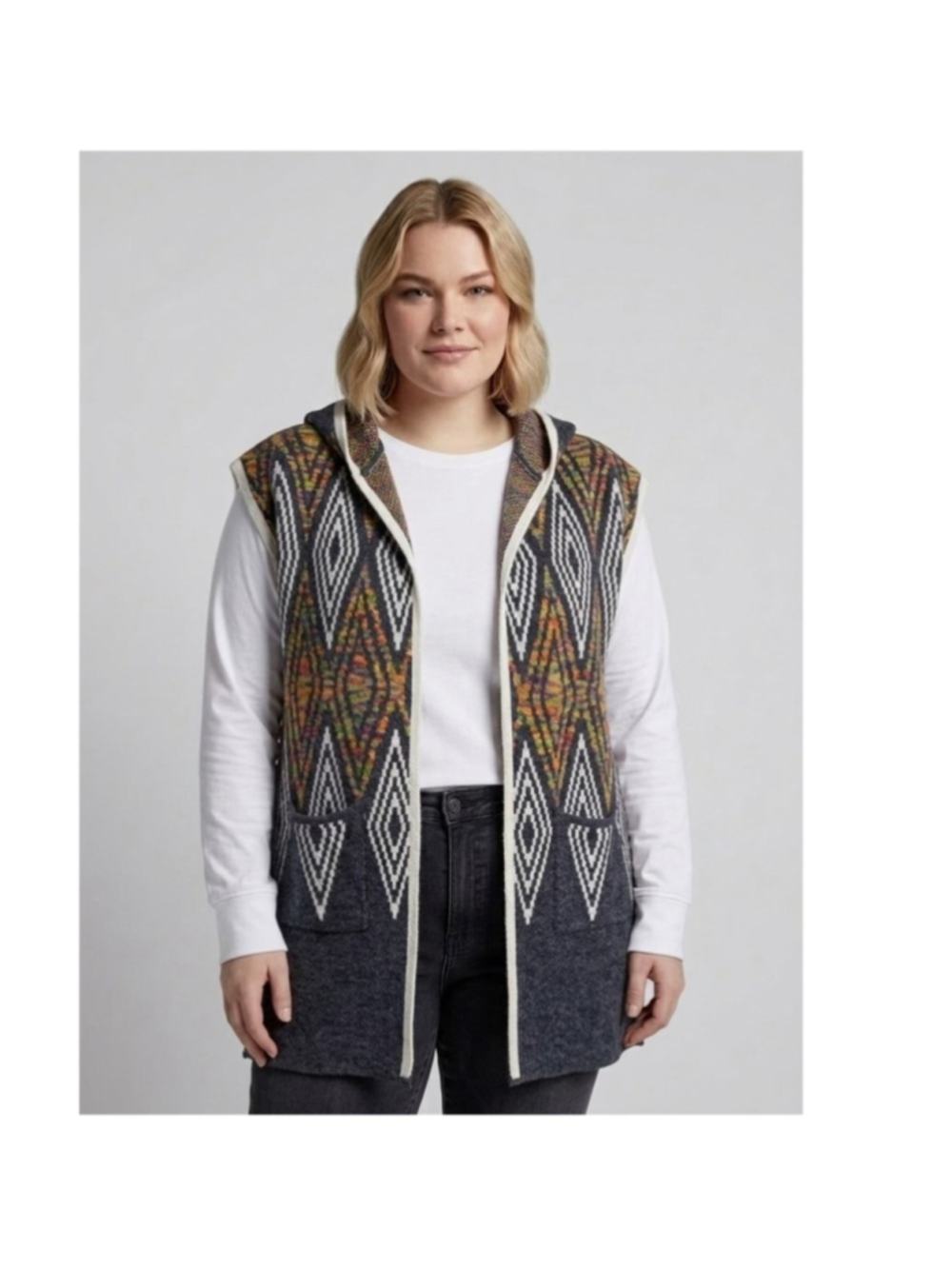 Lauren Michelle Multicolored Hooded Vest